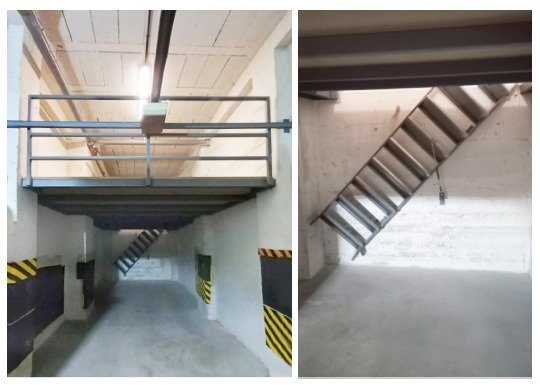 Entreplanta para garaje con escalera abatible mediante pistón Entreplanta para garaje con escalera abatible mediante pistón