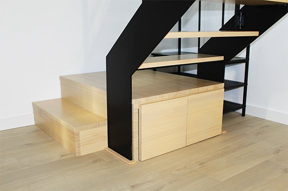 como hacer una cajonera debajo de una escalera metálica