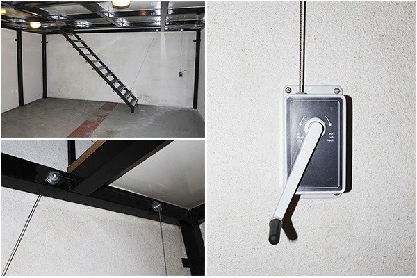 Instalación de escalera con sistema de elevación con cabestrante Instalación de escalera con sistema de elevación con cabestrante