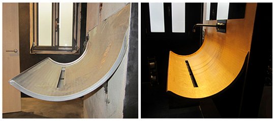 Otra imagen del antes y el después del lavabo de acero inoxidable