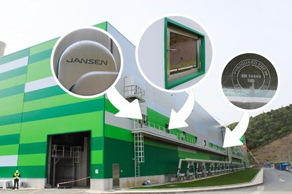 Carpintería perfil Jansen para ventanas de la incineradora de Zubieta